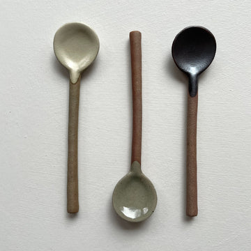 Neutral Small Handmade Pottery Japanese Spoon