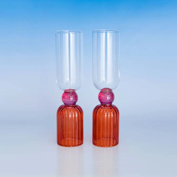 Tipsy Turvy Bar Glass Set - Pink