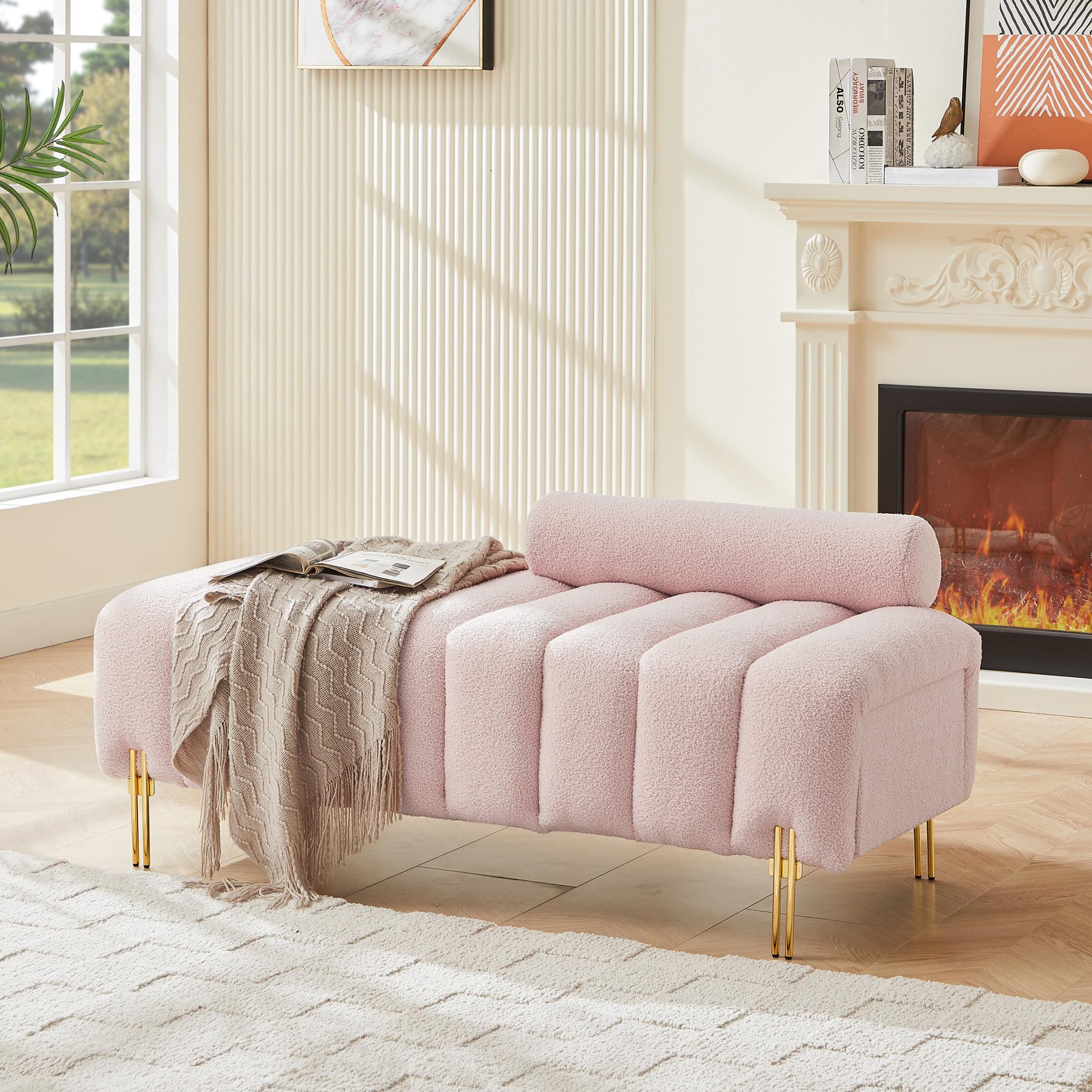 Chic Teddy Luxe Ottoman Bench with Gold Accents