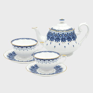 [Crochet] 4-Piece Coffee/Tea set with Tea Pot, Serving for 2